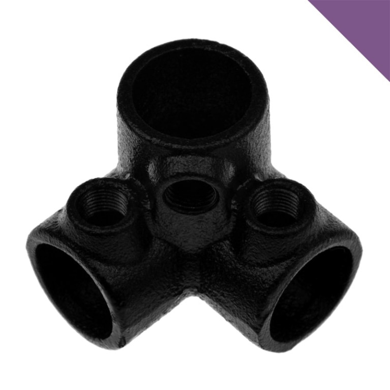 Buiskoppeling 3-Weg Kniestuk 90⁰ Zwart - 48,3mm