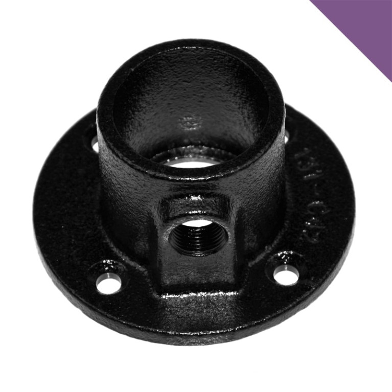 Buiskoppeling Voetplaat Rond Zwart - 48,3mm