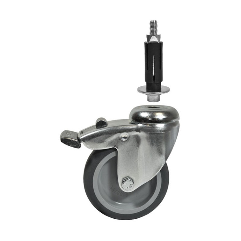 Buiskoppeling Zwenkwiel met Rem 75mm met expander